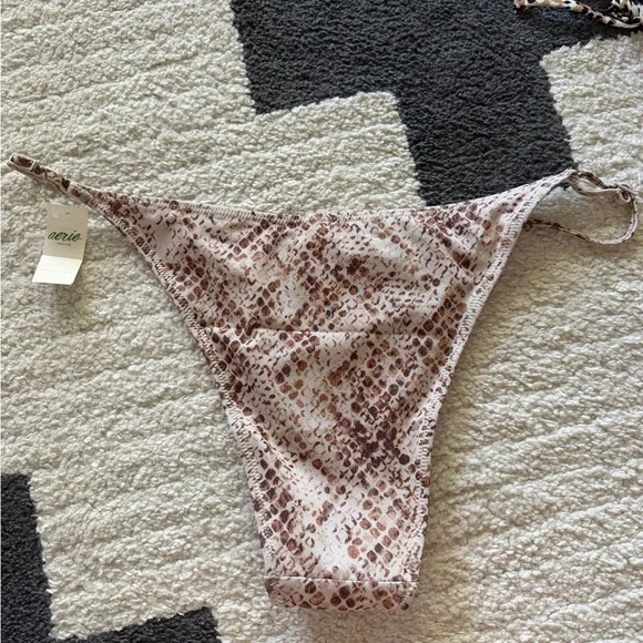 aerie Beige and Brown Leopard-Print Bikini Bottom - Picture 3 of 7